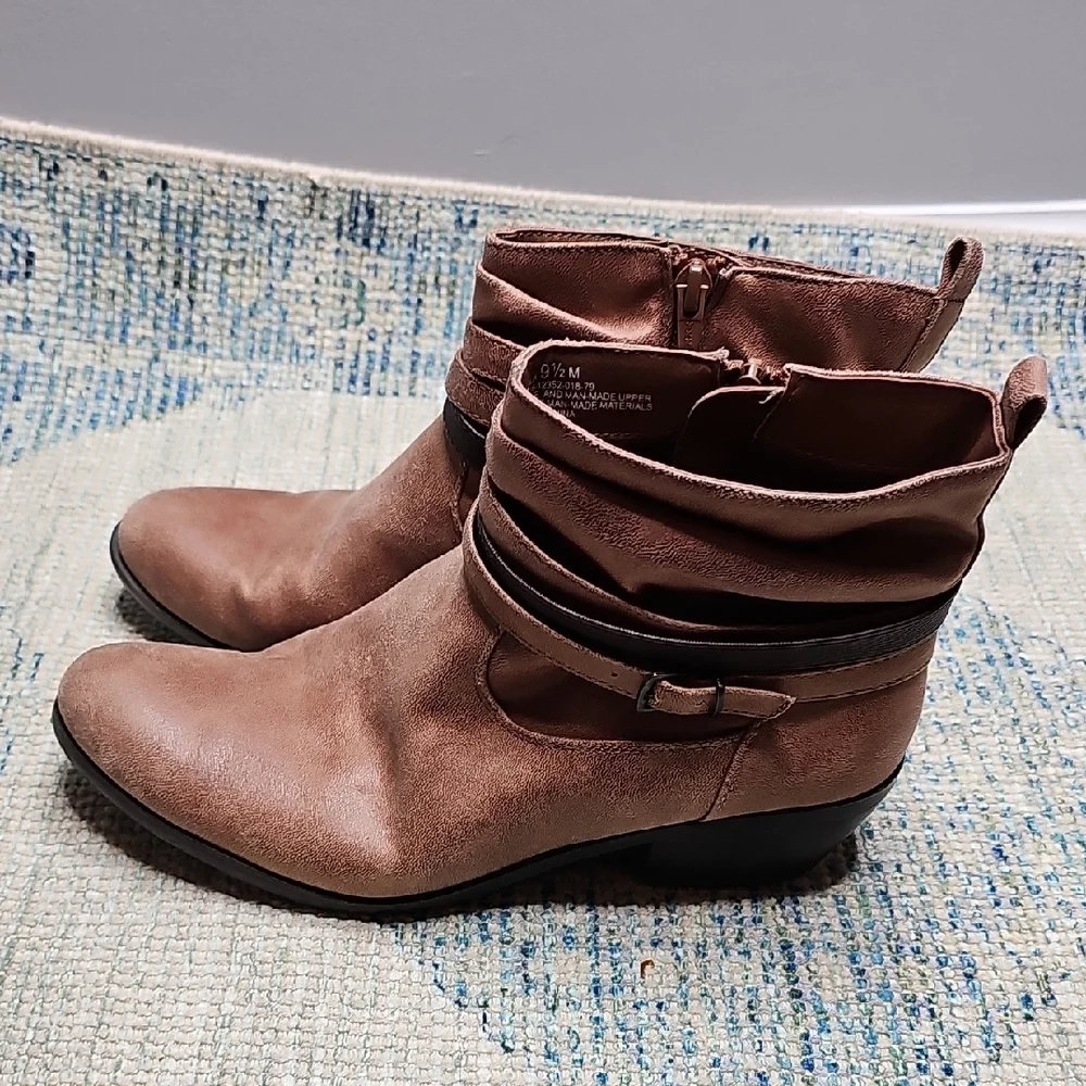 Kim Rogers Tan Ankle Booties with Strap Detail - Picture 8 of 12